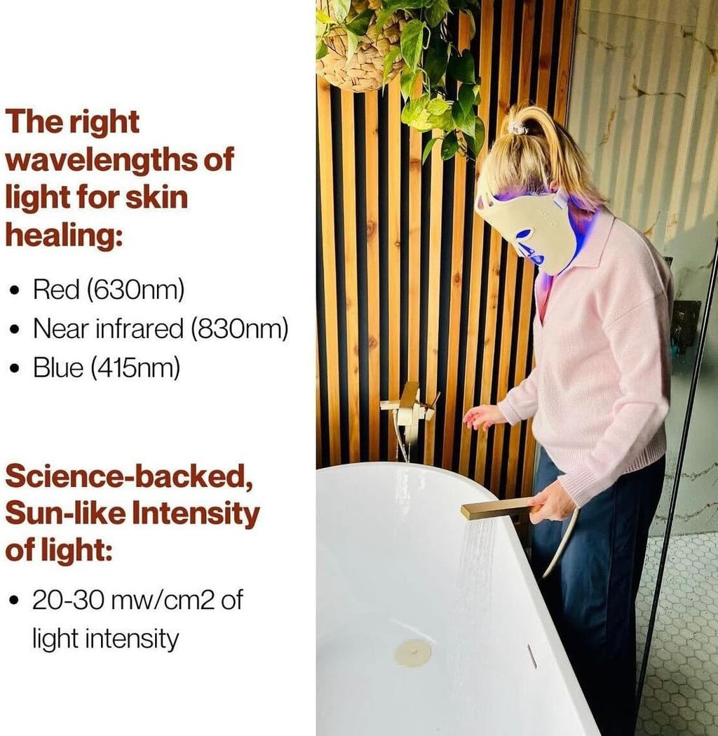 Fringe Red Face Mask, Both Red 660nm and Infrared 850nm for Rejuvenation & Blue 415nm for Blemishes, Beauty Mask, for Fine Lines and Wrinkles, 234 LED Lights