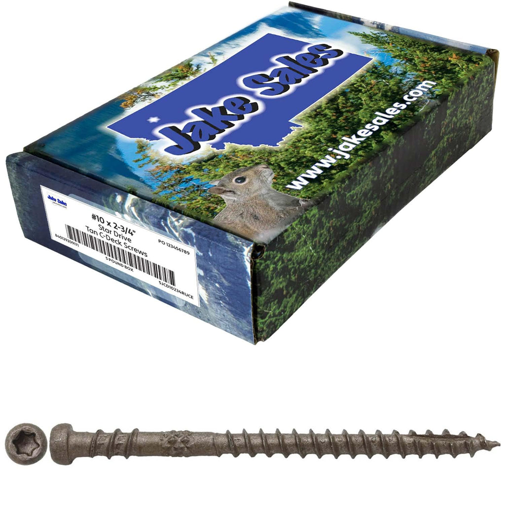 10 x 2-3/4' TAN Composite Decking Wood Screw Torx/Star Drive Head - Exterior Coated - AQC Lumber Compatible - 5 Pound CASE ~3870 Screws