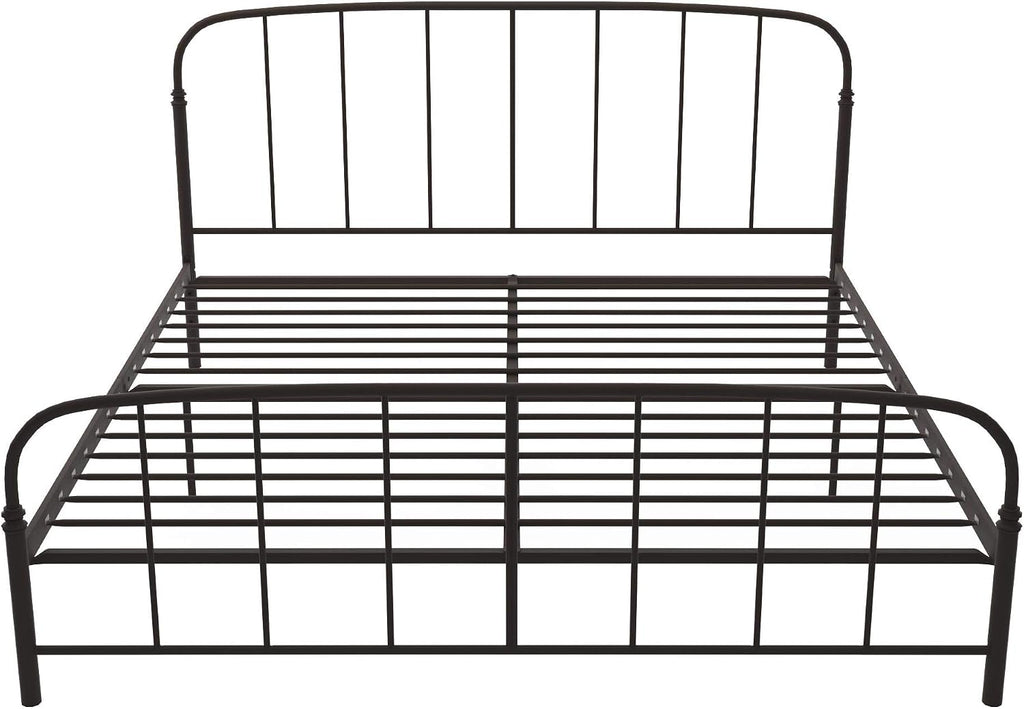 DHP Lafayette Metal Platform Bed with Rustic Style Curved Headboard and Footboard, Adustable Base Height for Underbed Storage, No Box Spring Needed, King, Bronze