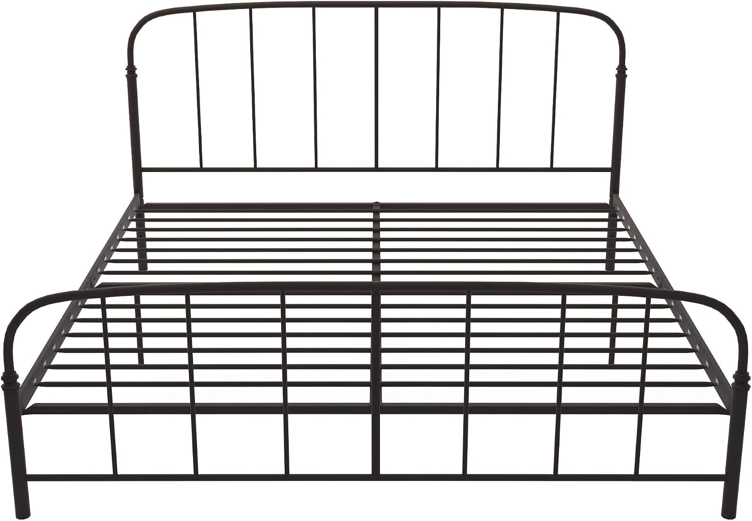 DHP Lafayette Metal Platform Bed with Rustic Style Curved Headboard and Footboard, Adustable Base Height for Underbed Storage, No Box Spring Needed, King, Bronze