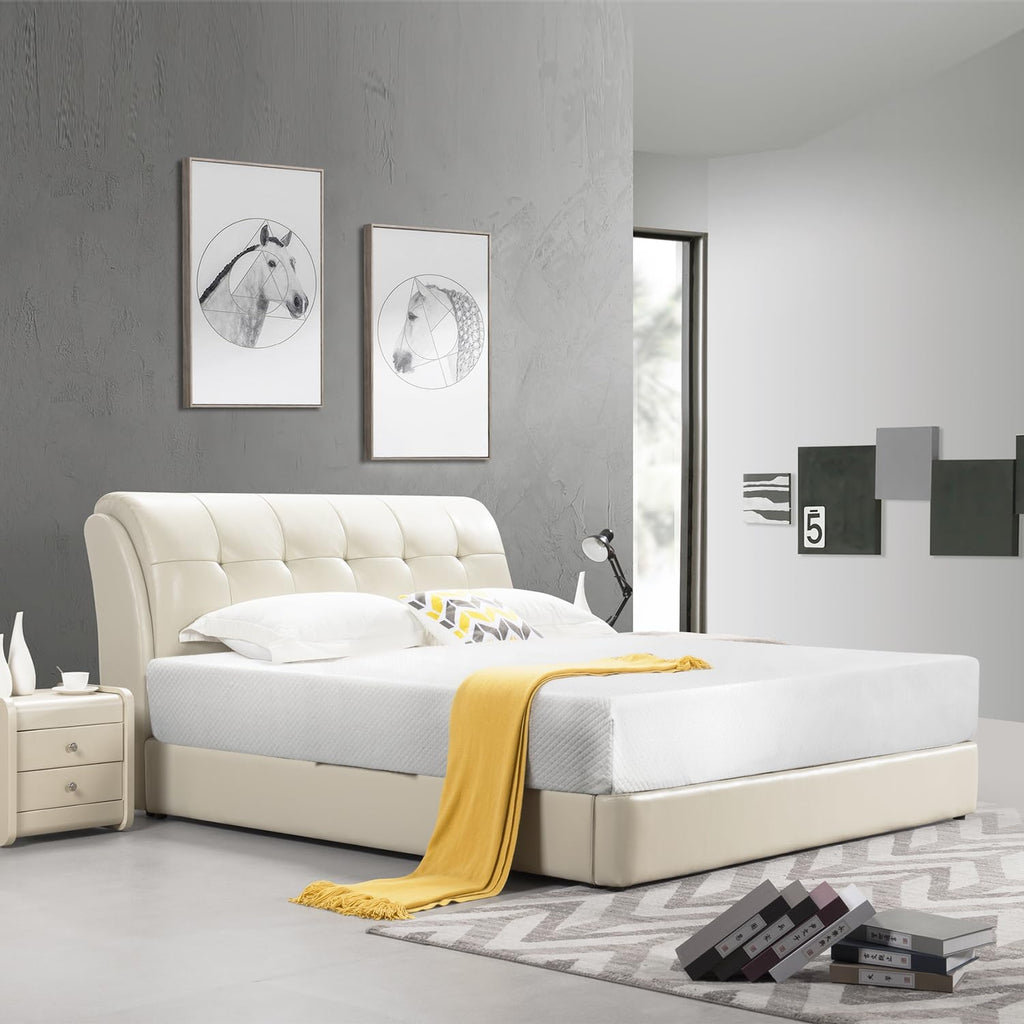 NChanmar 8 inch Memory Foam Mattress Cooling Gel Green Tea Mattress/Pressure Relieving/CertiPUR-US Certified/Bed-in-a-Box/Cooling Gel Foam,White,Twin
