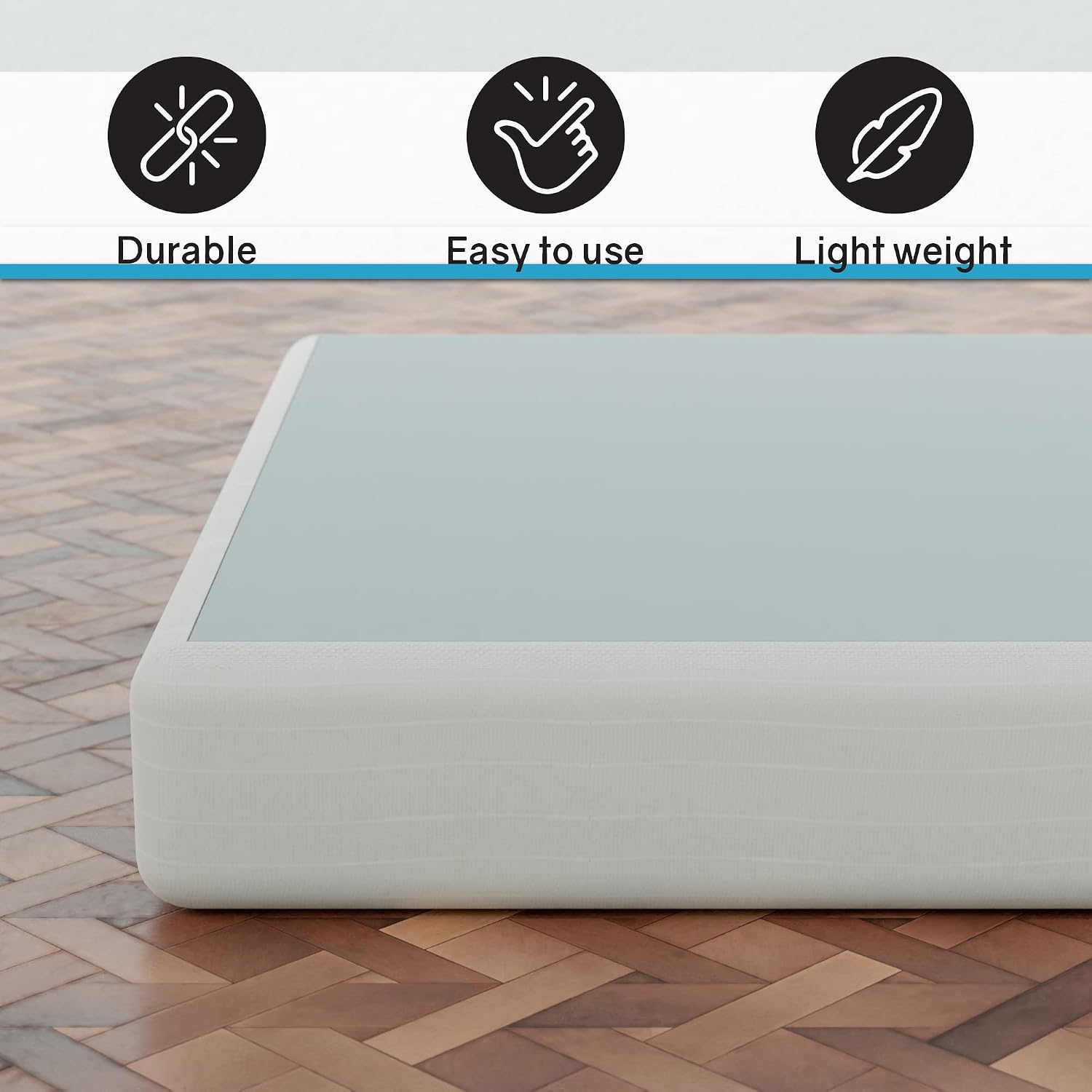Greaton, 8-Inch Sturdy Box Spring for Mattress Support-Durable and Easy to Assemble Natural Wood Foundation for Twin, White