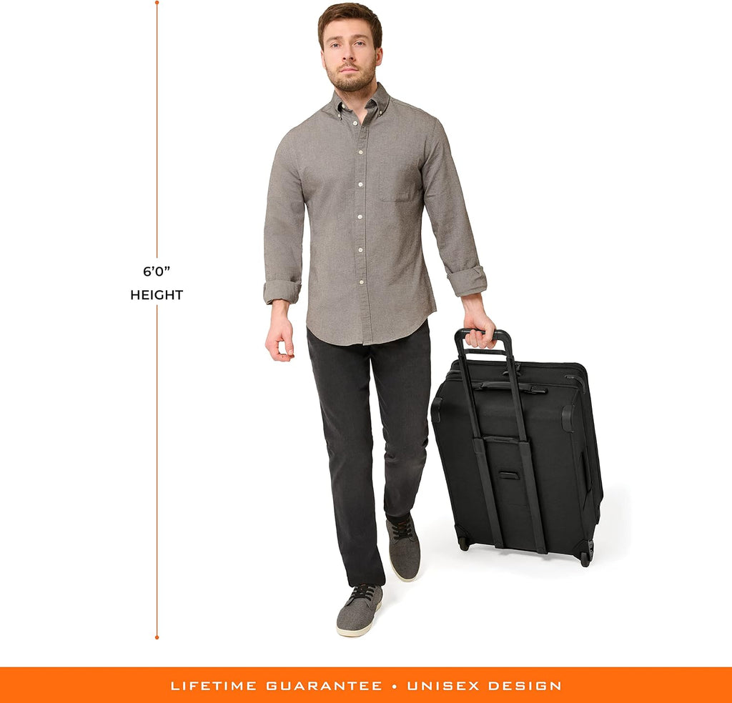 Briggs & Riley 26' Medium Expandable Upright - Checked Luggage for Travel, Suitcases with Wheels, Softside Rolling Bag for Men & Women, Self-Repairing Zipper - Baseline Collection, Black