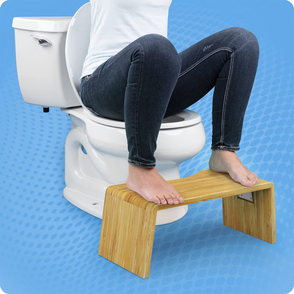 Squatty Potty Oslo Folding Bamboo Toilet Stool – 7 Inches,Collapsible Bathroom Stool for Kids and Adults – Brown,Portable and Space-Saving,(Pack of 4)