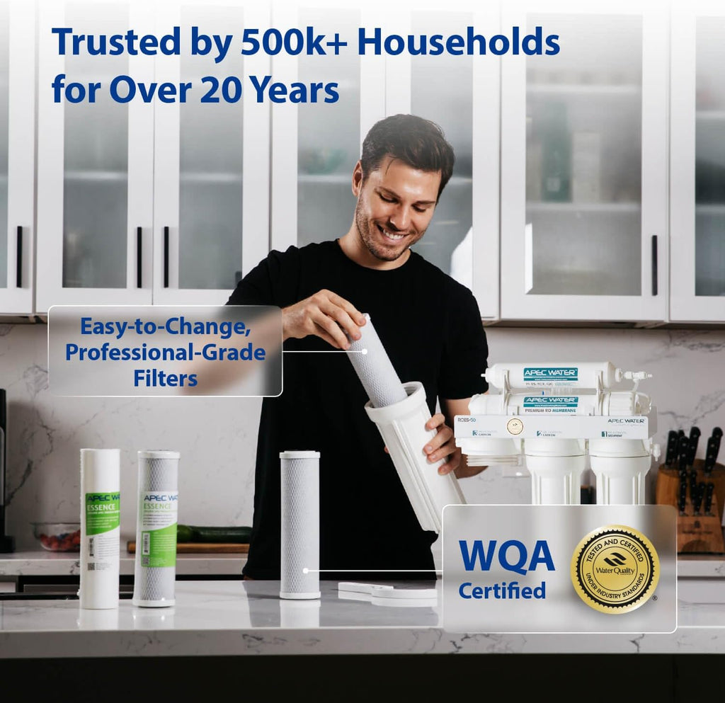 APEC Water ROES-PH75, 6-Stage Alkaline Under Sink Reverse Osmosis Water Filter System, NSF Certified 372 & 58, 75 GPD, Reduces 99% of Impurities