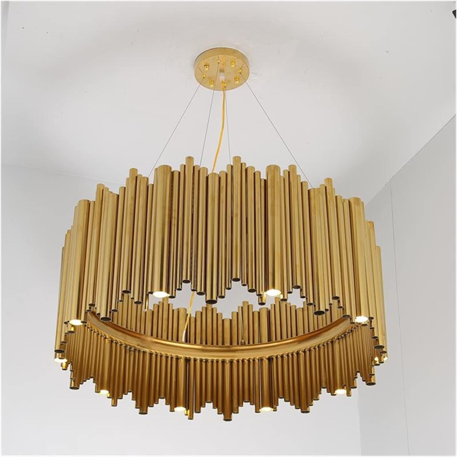Modern Stainless Steel Chandelier Gold Round Tubes Lighting Luminaria Led,Chandeliers