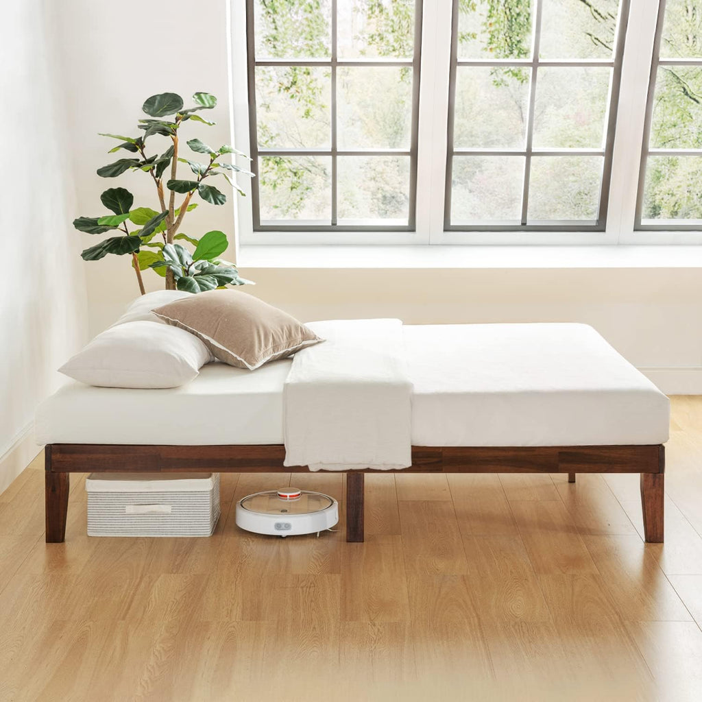 Mellow Naturalista Classic 12 Inch Solid Wood Platform Bed with Wooden Slats, Twin XL, Espresso