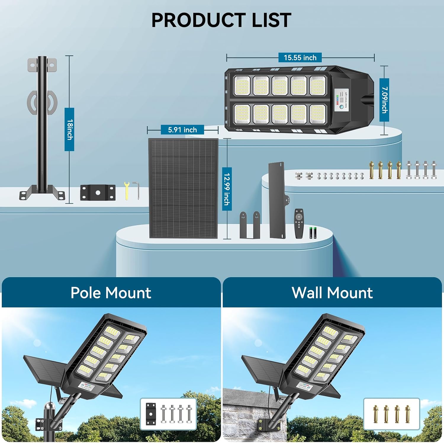 VOOJOY 8500W Solar Lights Outdoor Waterproof, 7000K Dusk to Dawn Solar Street Lights Outdoor Motion Sensor with Remote, LED Security Flood Light for Outside, Parking Lot, Yard, Garden, Garage, 2 Pack
