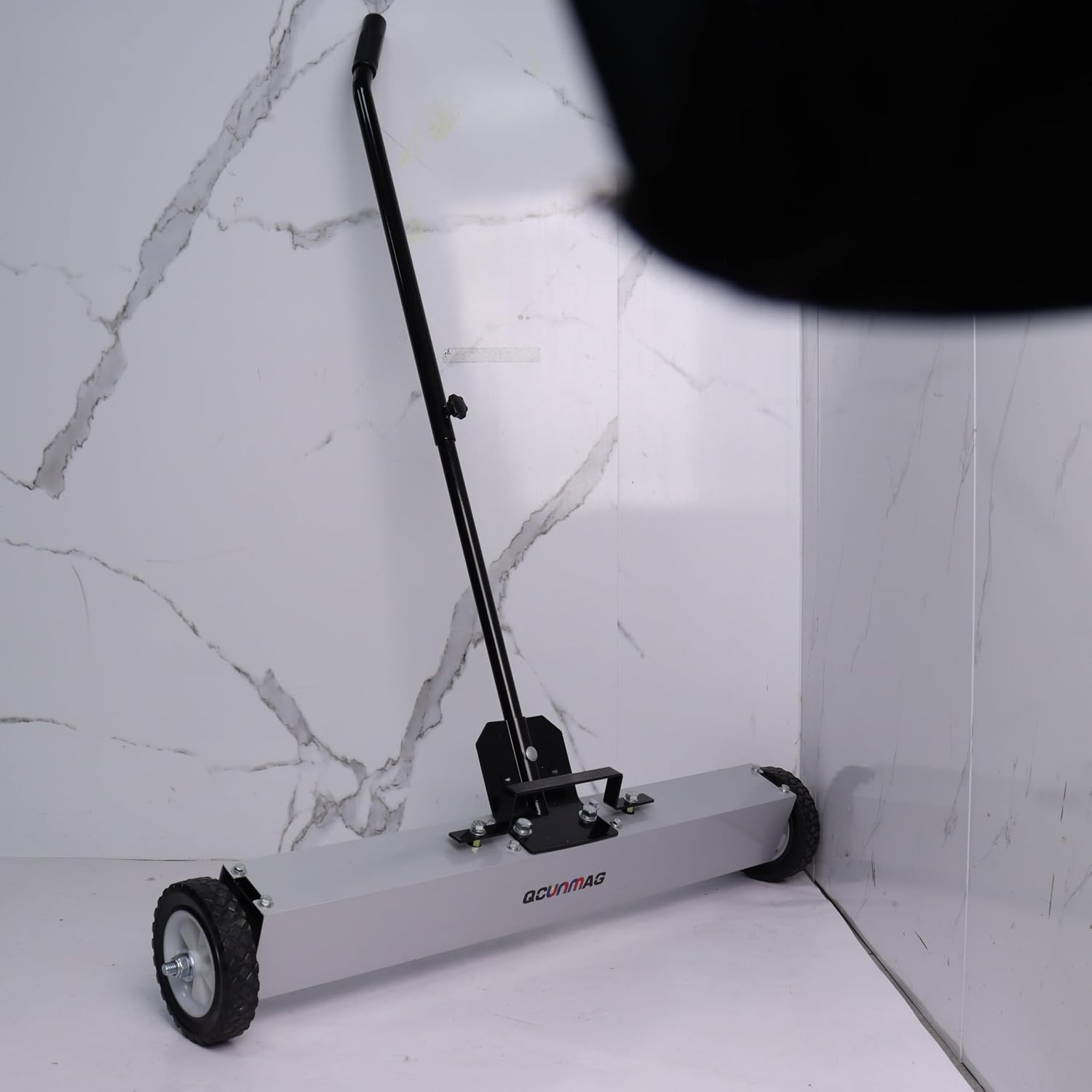 Magnetic Sweeper with Wheels, 24 Inch, Rolling Magnetic Pick Up Tool, Adjustable Handle