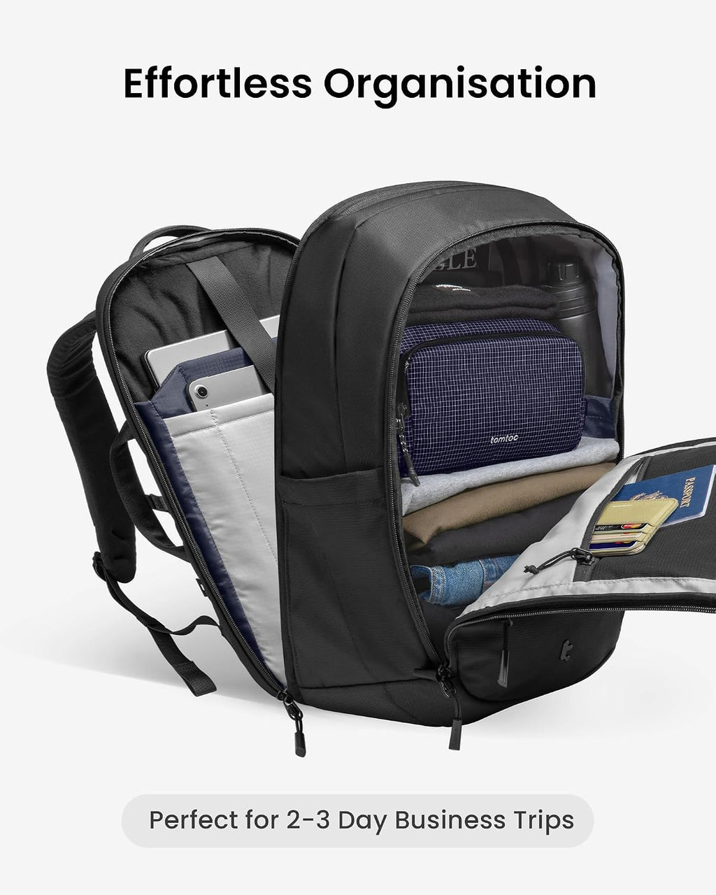 tomtoc Laptop Backpack 32L, Large Business Work Bag Fits 15.6-16 Inch Laptop, Water-Resistant Durable Computer Travel Backpack for Business Trip, Weekend Getaway