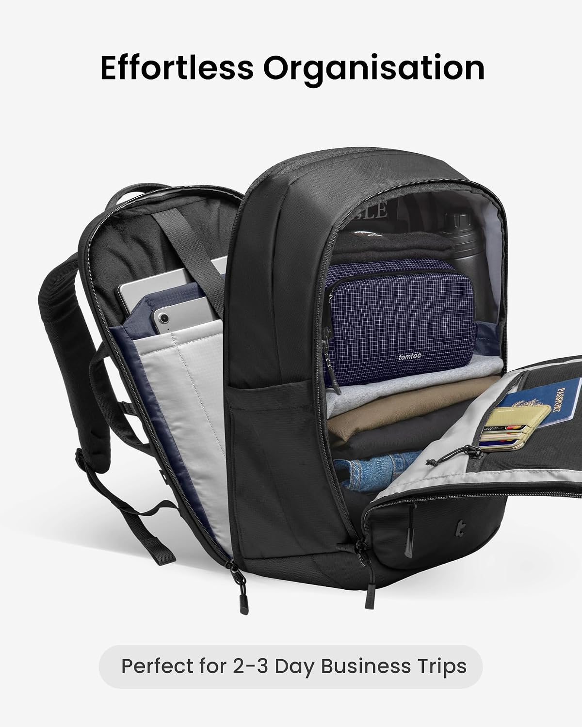 tomtoc Laptop Backpack 32L, Large Business Work Bag Fits 15.6-16 Inch Laptop, Water-Resistant Durable Computer Travel Backpack for Business Trip, Weekend Getaway