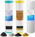 H&G Lifestyles 4.5' x 20' 3 Stage Whole House Water Filter Replacement set with Iron & Manganese Reducing Cartridges, GAC KDF, PP Cutton Cartridges,Compatible with DGD-5005-20, WGB32BM,EP20-BB,FP25B