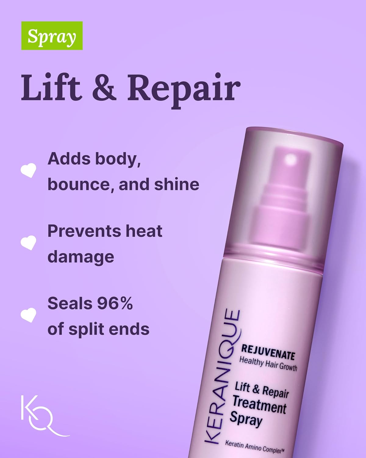 Keranique Damage Control Set for Thinning Hair - Shampoo and Conditioner for Damaged Hair, Follicle Booster Serum, Lift & Repair Spray - Keratin Enriched Repair Products for Women with Dry, Thin Hair