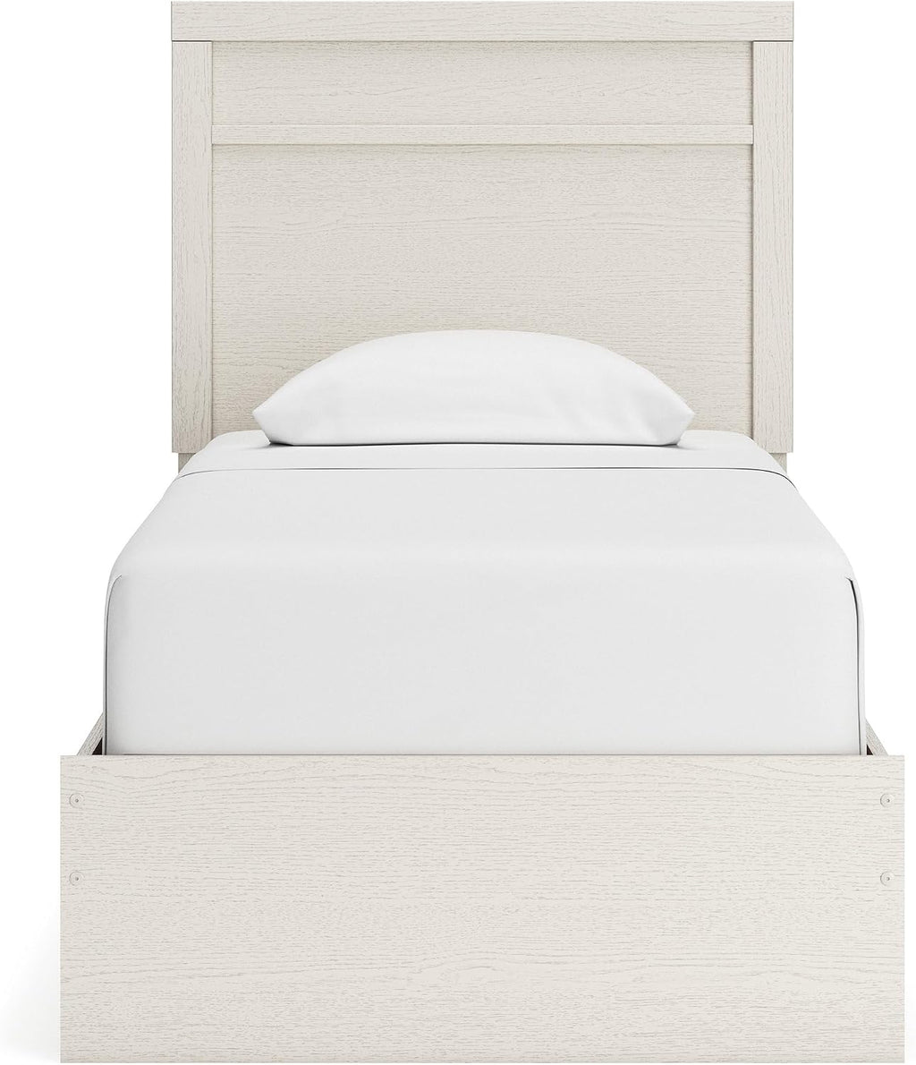 Signature Design by Ashley Stelsie Farmhouse Twin Panel Bed, Foundation or Box Spring Needed, White