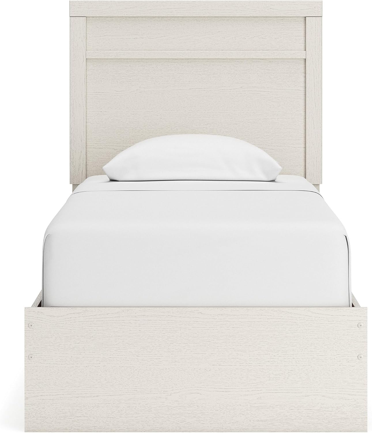 Signature Design by Ashley Stelsie Farmhouse Twin Panel Bed, Foundation or Box Spring Needed, White