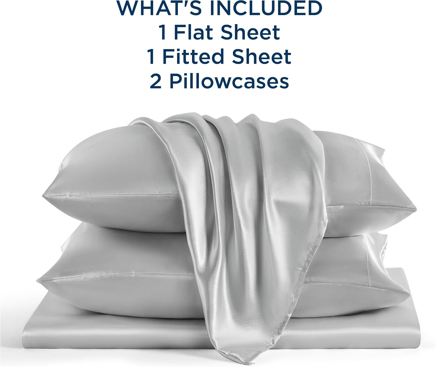 RV King Size 4-Piece Sheet Set Premium Mulberry Silk Bed Sheets Set Fits 14-16' Deep Pocket - Luxurious Soft Silk (Solid, Silver Grey)
