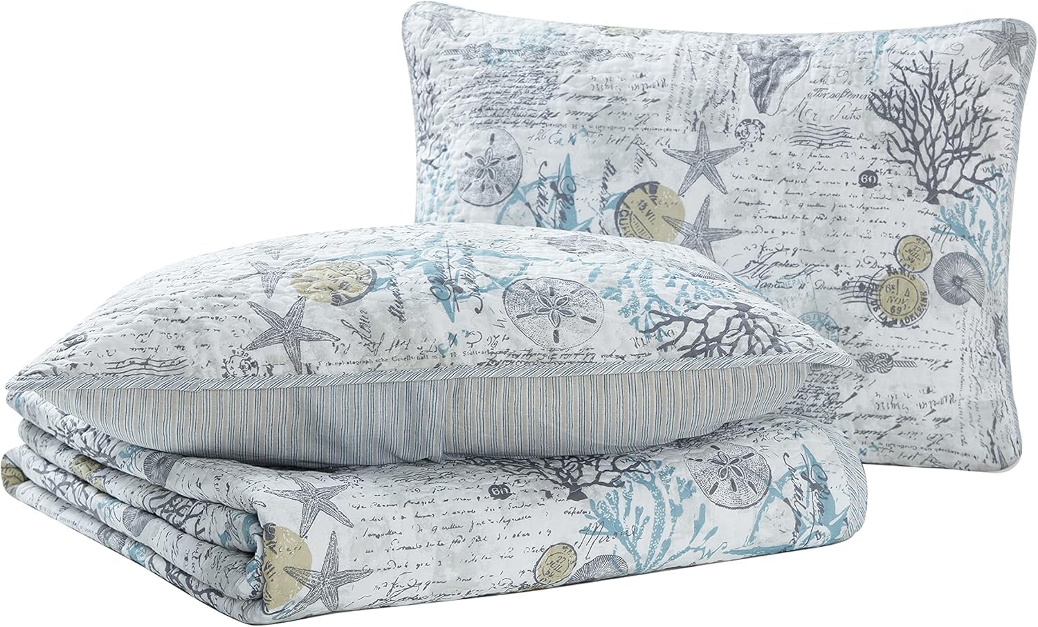 Tommy Bahama - King Quilt Set, Soft & Reversible Woven Bedding with Matching Pillowcases, Medium Weight for Year Round Comfort, 3 Piece Bed Set (Beach Bliss Grey)