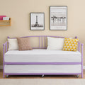 GarveeHome Daybed with Trundle, Sturdy Metal Day Bed with Steel Slat Support, Trundle Bed Twin with Arched Headboard, SofaBed for Living Room, Bedroom and Guest Room, Purple