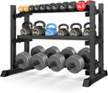 3-Tier Dumbbell Rack, 1200LB Capacity Adjustable Weight Rack for Home Gym, Heavy-Duty Weight Stand for Dumbbells Kettlebells & Weight Plates(Rack Only)
