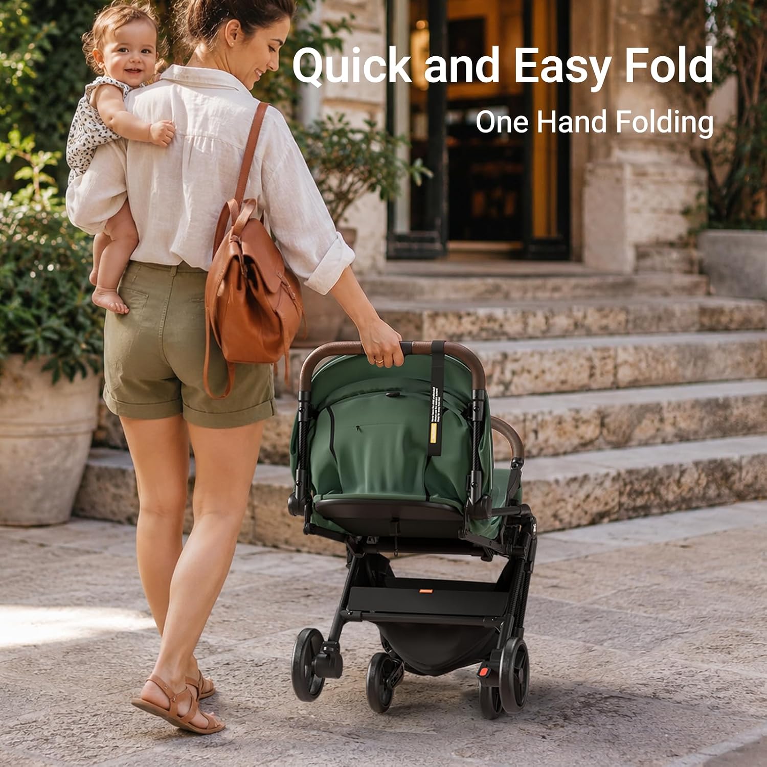 MAMAZING Ultra Air Lightweight Baby Travel Stroller with Carbon Fiber Frame, Compact & Airplane-Friendly, One-Handed Fold, 11.6 lbs, Perfect for Toddlers, Organizer & Cushion Included, Green