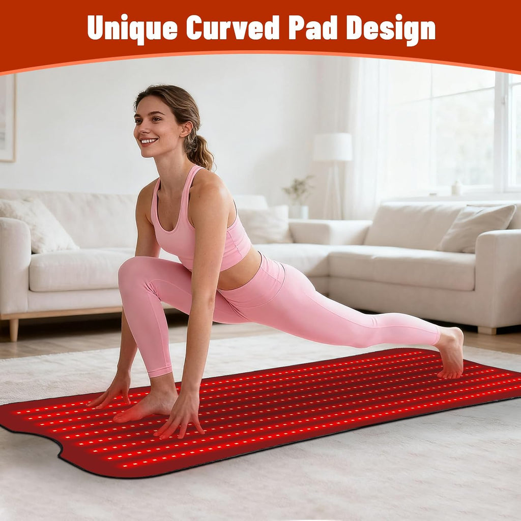 Red Light Therapy Mat for Body, Red Light Therapy Pad with Controller, 540pcs 2 in 1 LEDs (660nm & 850nm), Adjustable Timer & Intensity, Premium Leather