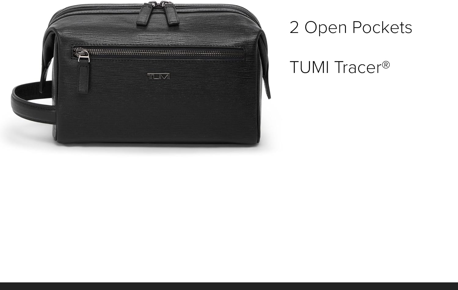 TUMI - Travel Accessories Dopp Kit - Men's Travel Essentials Framed Toiletry Bag - Black Emobossed Leather