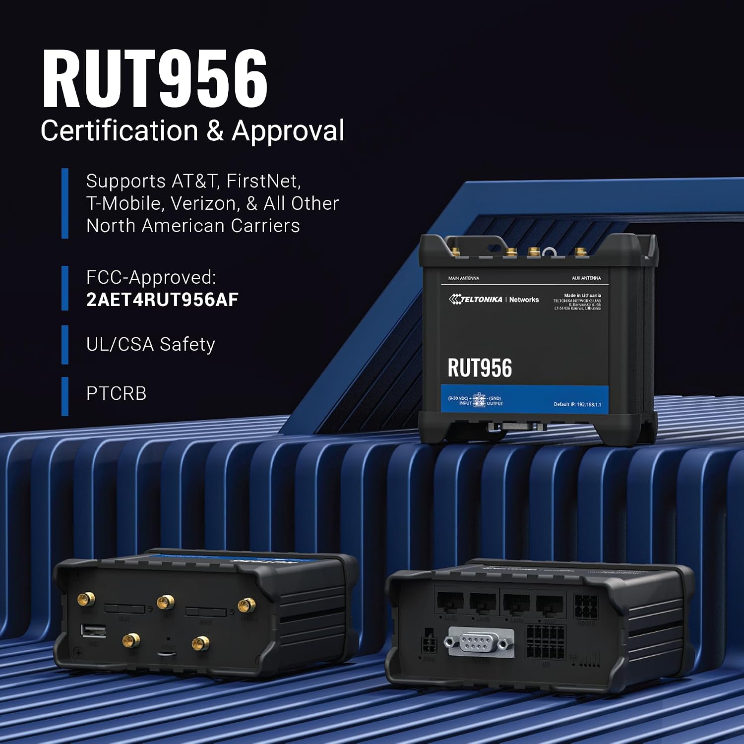 Teltonika RUT956 Industrial Cellular WiFi Router - 4G LTE (CAT 4), 3G, 2G Connectivity - Multiple Interfaces with GNSS Capabilities - Auto WAN Failover, Dual SIM Internet Router (TELRUT956A00A00)