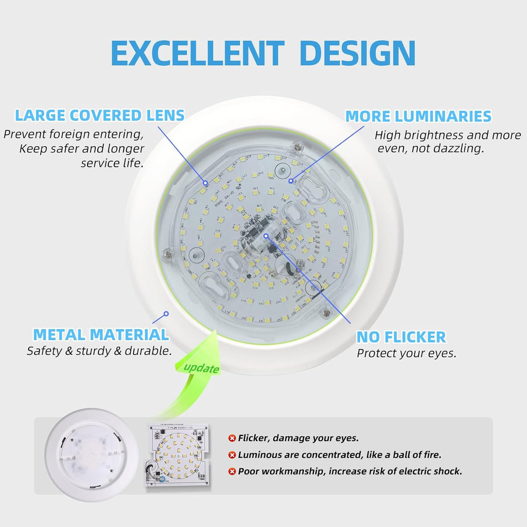 ECOELER 6' LED Disk Lights, Dimmable Flush Mount Ceiling/Recessed Disc Downlight, 16.5W 4000K Cool White 1100Lm, Low Profile Surface Mount Can Light for Closet, Office, Garage, ETL Listed, 24 Pack