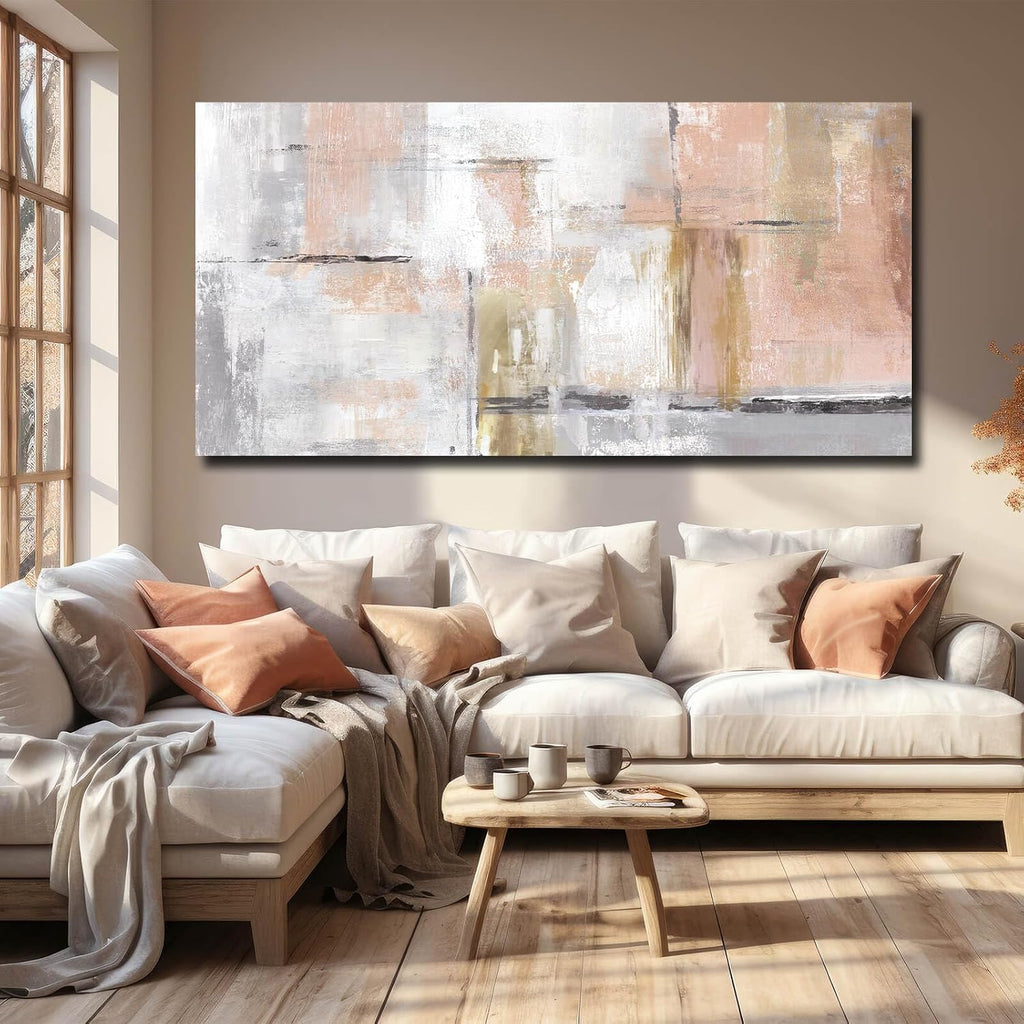 SOUGUAN Large Abstract Canvas Wall Art Modern Wall Decor Pink Art Posters 29'x58' Home Decorations for Living Room Artwork for Office