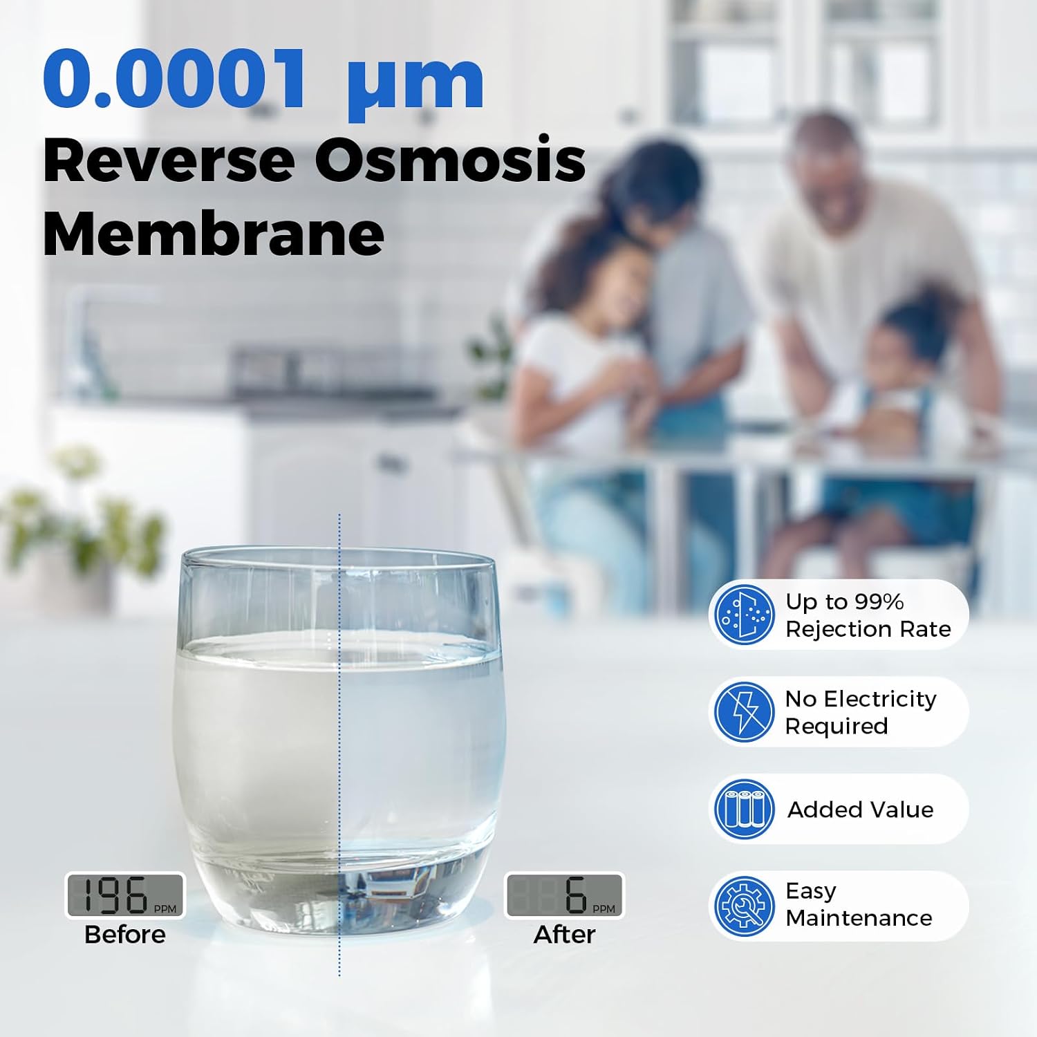 PureDrop RTW5 SGS-Tested 5 Stage Reverse Osmosis Water Filter System with Innovative Top-Mounted Faucet Design, TDS Reduction 50 GPD Under Sink RO Water Filtration Plus Extra 3 Filters