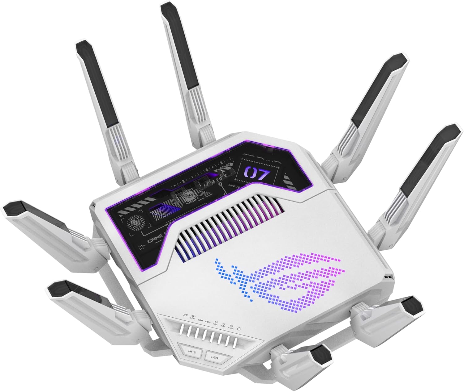 ASUS GT-BE19000AI Tri-Band WiFi 7 (802.11be) AI Gaming Router, 320MHz Bandwidth & 4096-QAM, MLO, Dual 10G Ports, AI Game Boost, Gaming Network, Aura RGB, AiMesh Support, Guest Network Pro