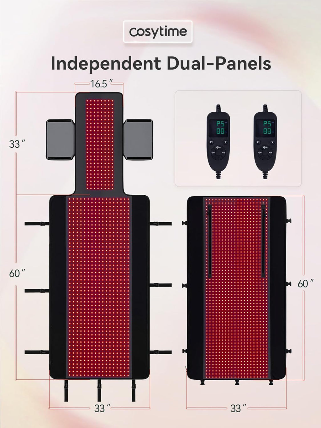 76' x 33' Red Light Therapy Bag for Full Body - 660nm Red & 850nm Near Infrared, Tri-Chip 8460 LEDs High-Density Matrix, Detachable Dual-Panels, Foldable Head & Facial Coverage