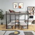 Bed Frame Twin Size Loft, Black Bed Frame Men with Table Sets Transformable to Twin Over Twin Bunk Steel 77.95' L x 41.34' W x 68.9' H