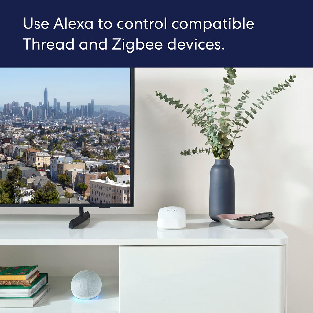Like-New Amazon eero 6+ mesh wifi router - Supports internet plans up to a Gigabit, Coverage up to 1,500 sq. ft., Connect 75+ devices, 1-pack