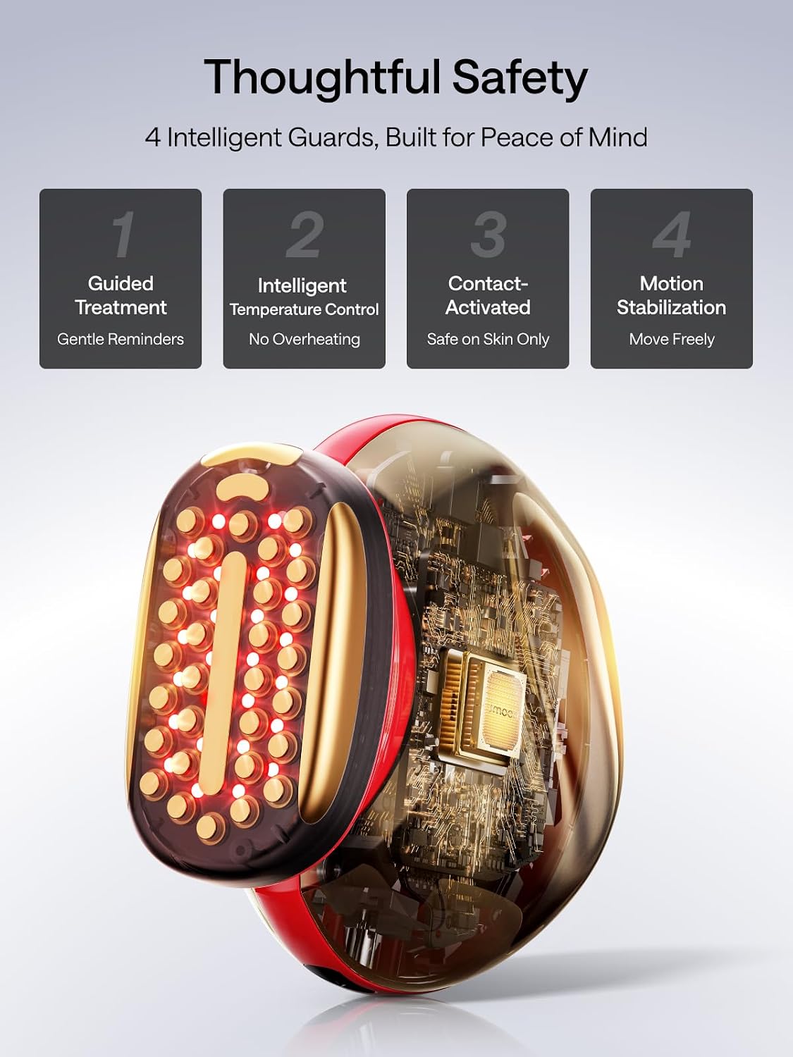 JMOON by Ulike Microcurrent Facial Device, M30U Red Light Therapy for Face, Safe Anti Aging Skin Care, 4 Modes, 5 Energy Levels for Full Face Lift and Ideal for Smile Lines, Eyes, and Forehead (Red)