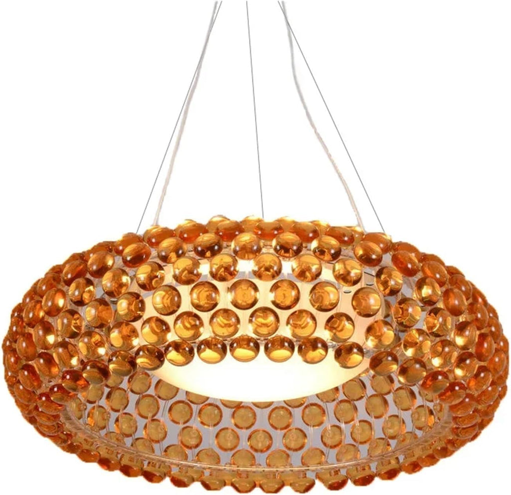 Chandelier, Nordic Foscarini Caboche LED Pendant Light Acrylic Ball Hanging Chandeliers Living Room Restaurant Decor Art Classical Luminaria(Warm,Amber_Dia 35CM)