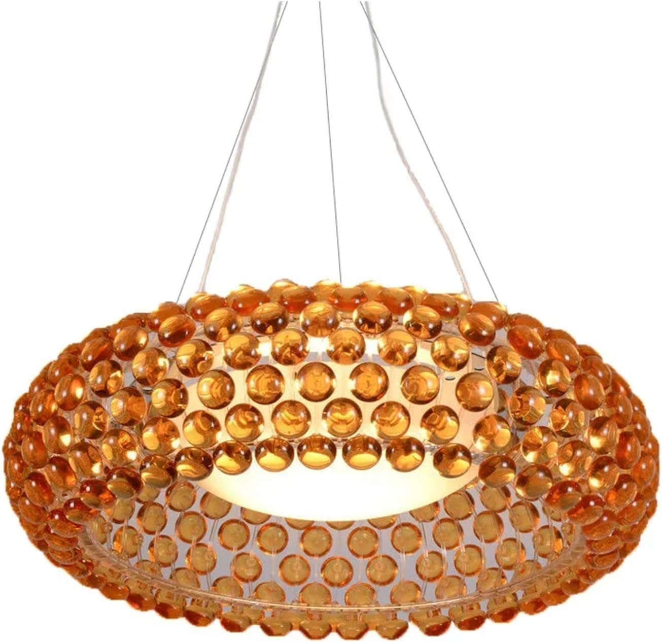 Chandelier, Nordic Foscarini Caboche LED Pendant Light Acrylic Ball Hanging Chandeliers Living Room Restaurant Decor Art Classical Luminaria(Warm,Amber_Dia 35CM)