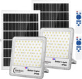 TINSUM Solar Flood Lights Outdoor, 2 Pack 600w Solar Street Light IP67 Waterproof 32000LM White LED Dusk to Dawn Security Commercial Lighting for Parking Lot,Stadium,Patio,Barn,Garage,Pathway
