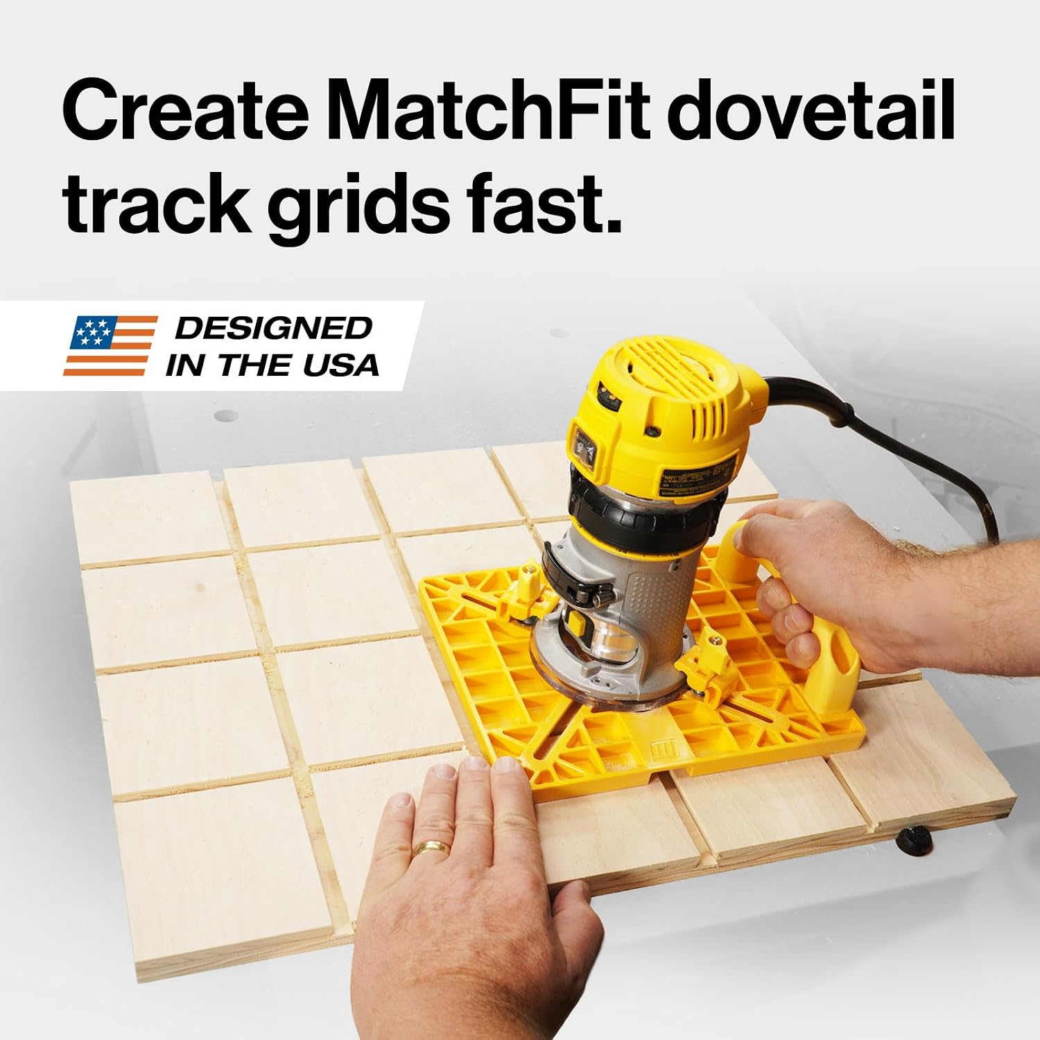 MICROJIG MatchFit Grid Router Guide Kit, Woodworking Precision Tools for Dovetail Track, Easy Setup, Self-Indexing Design, for 1/4' Shank Routing Bits
