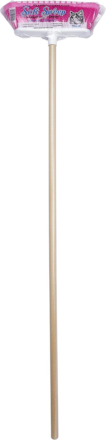 The Original Soft Sweep Magnetic Action Broom Assorted Colors with Natural Finish Wood Handles (12 Brooms)