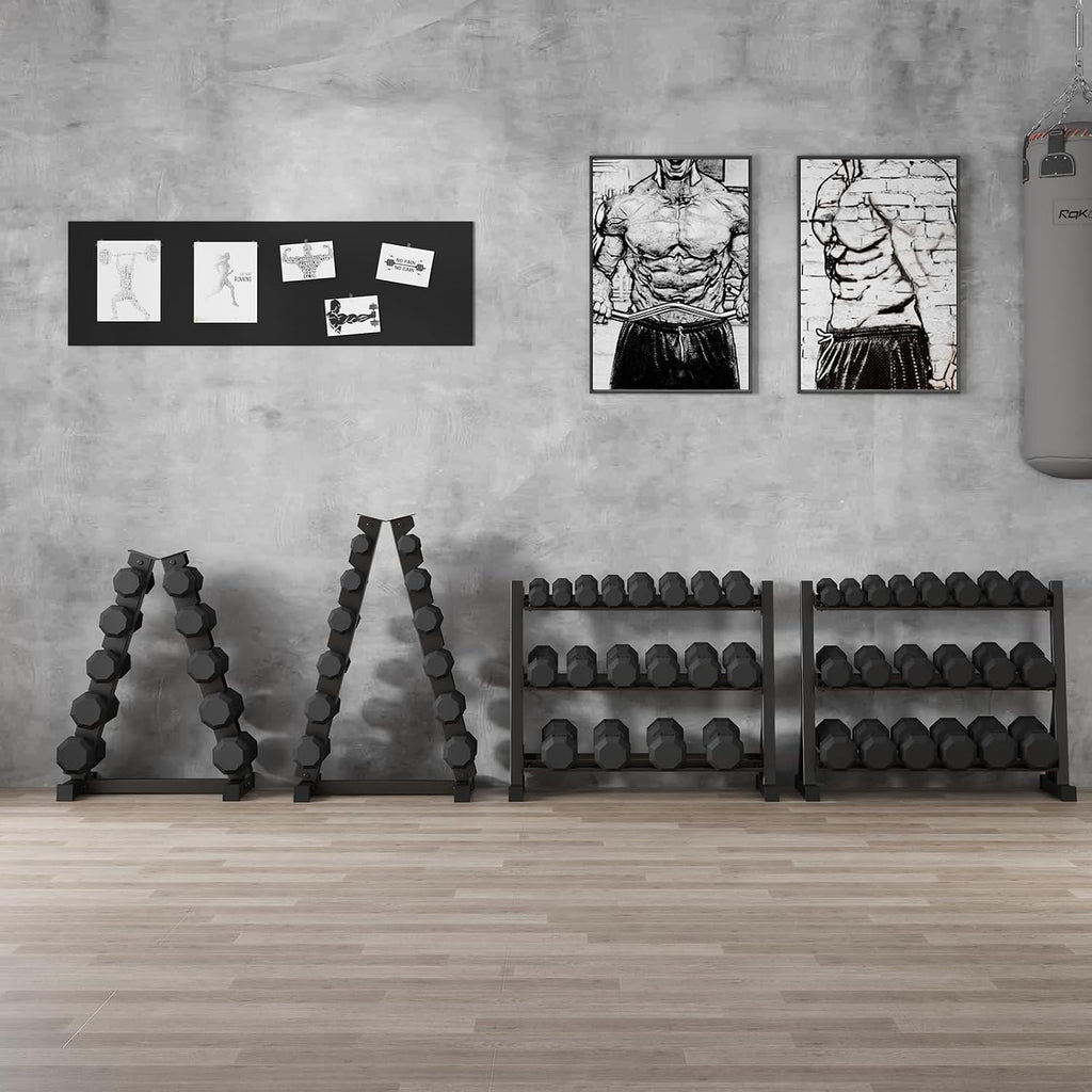 GarveeLife Premium Rubber Coated Hex Dumbbell Weight Set with Rack, Multiple Packages,210 LBS(6 pair) for Home Gym, Coated Hand Weights for Strength Training, Workouts