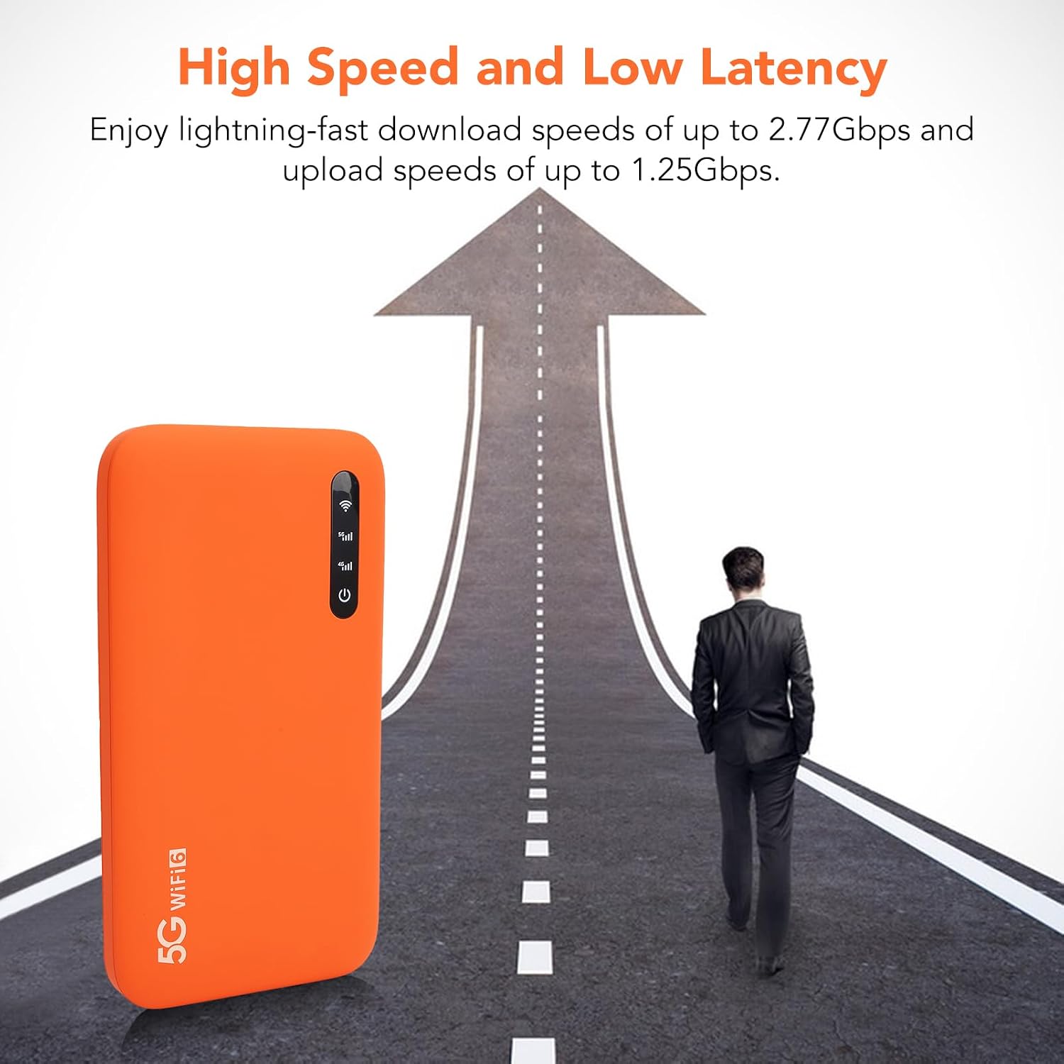 5G WiFi6 Mobile Hotspot, 5G Router with Sim Card Slot, International Coverage Modem, Portable Internet Devices for Travel, Support 16 Users, 6100mAh Battery