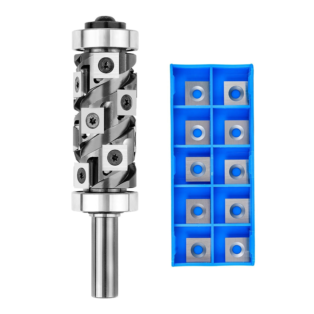 SpeTool Top&Bottom Bearing Flush Trim Router Bit 1/2 Shank with 10PCS Carbide Inserts Replacement, Woodworking Templates Patterns Bits Industrial Grade Trimmer Cutting Tools