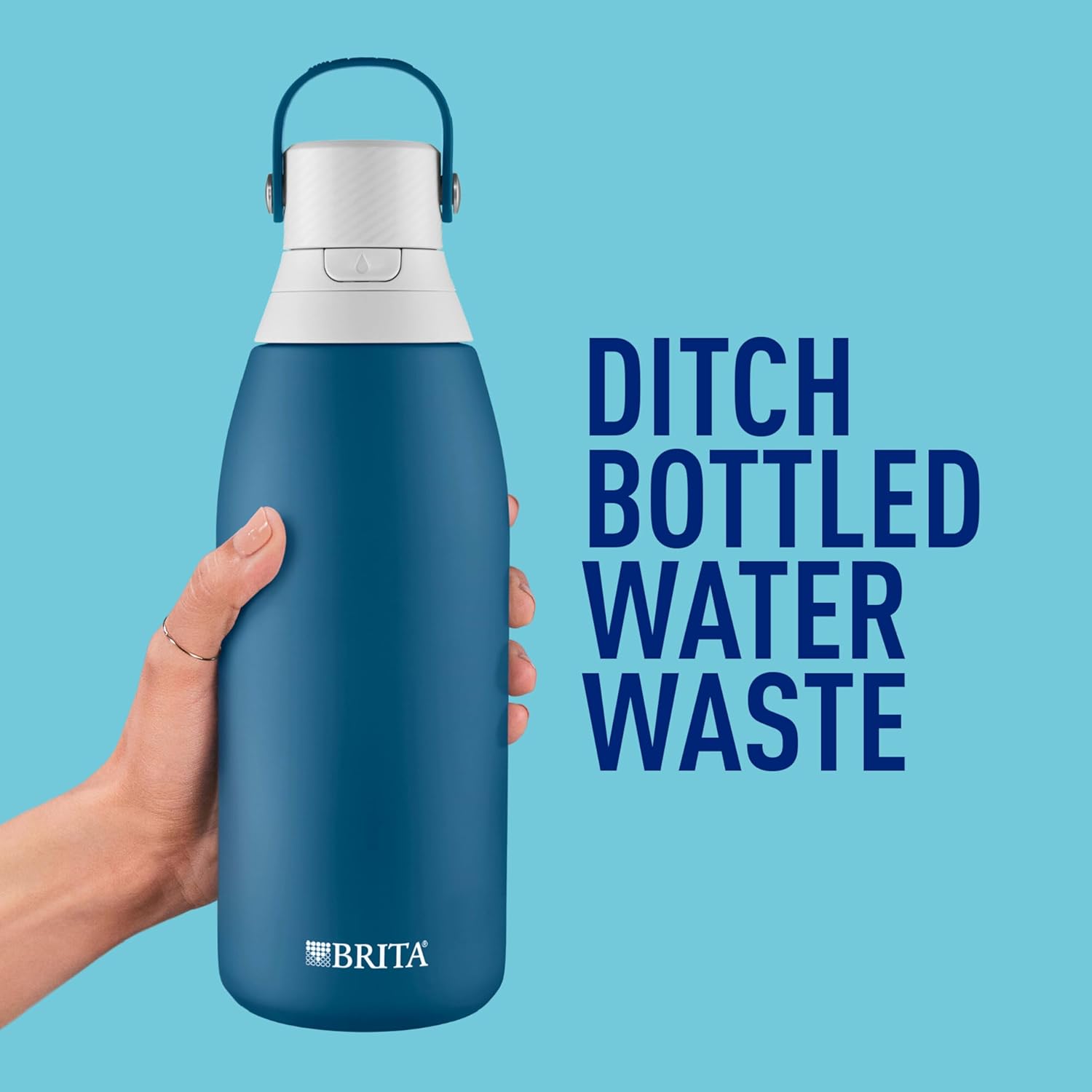 Brita Stainless Steel Premium Filtering Water Bottle, BPA-Free, Insulated, Replaces 300 Plastic Water Bottles, Filter Lasts 2 Months or 40 Gallons, Includes 1 Filter, Marina - 32 oz (Pack of 12)