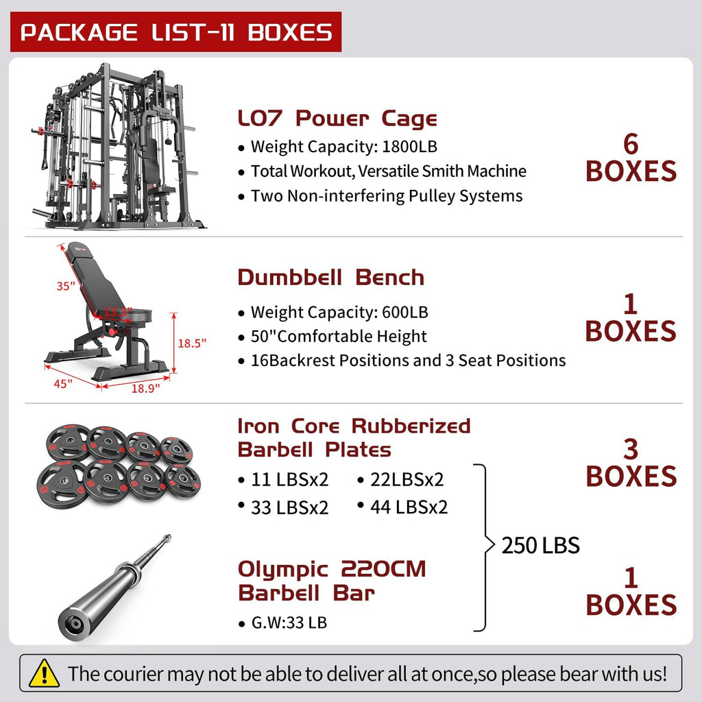 Multi-Purpose Squat Rack,Smith Machine Weight Rack Set with Cable Crossover System, Home Gym Power Racks, Power Racks and Packages