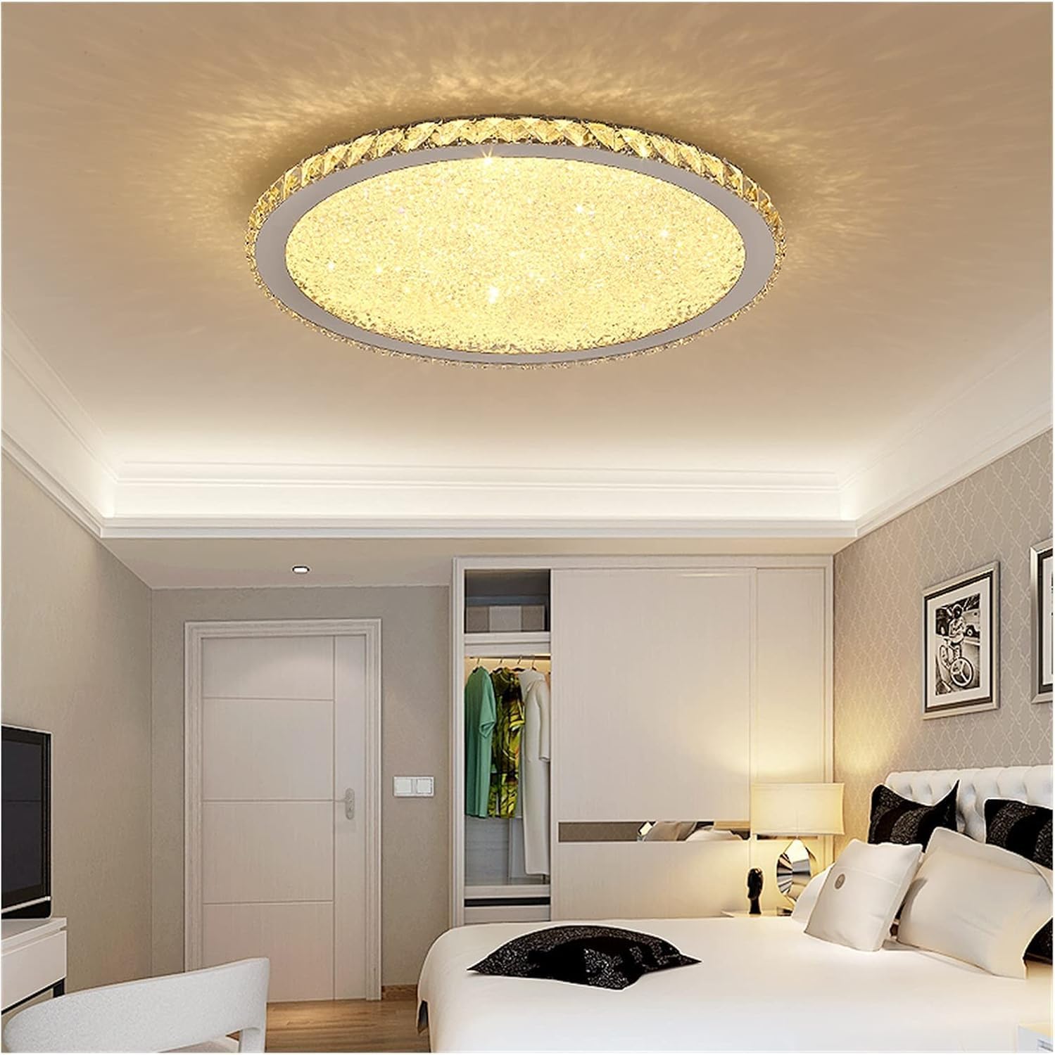BayDe LED Modern Chandelier Lamp, Modern Crystal Chandelier Lighting Lustre Cristal Circular Square Chandeliers Ceiling Lustres De Cristal Luminarias,Modern LED Chandelier, Wall Lamps