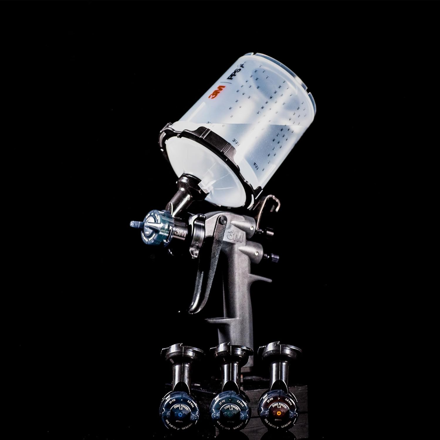 3M Performance Fine Finish Spray Gun System 26978, Includes PPS 2.0 Cup System, 15 Replaceable Gravity Fine Finish HVLP Atomizing Heads, Air Control Valve