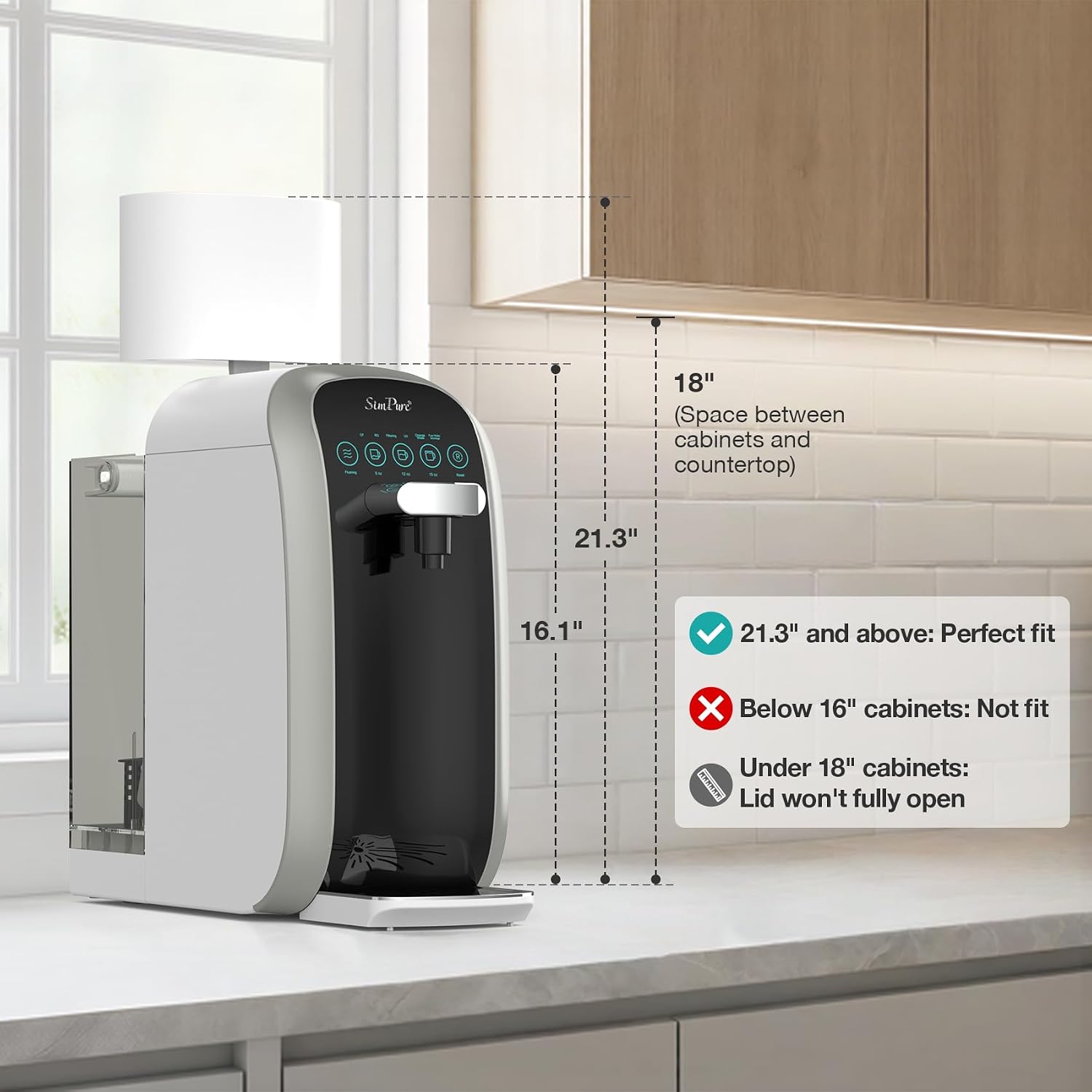 SimPure Y7P-BW UV Countertop Reverse Osmosis Water Filter, NSF/ANSI 58 Certified, 5 Stage RO Water Filtration System, Water Purifier for Home, No Installation, 4: 1 Pure to Drain, Classic Pure Taste