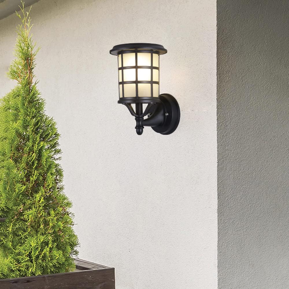 Solar Outdoor Wall Lantern Victoria Outside Porch Light, Exterior Wall Sconce with Remote Control, IP65 Waterproof Wall Mounted Lamps for House Garage Garden