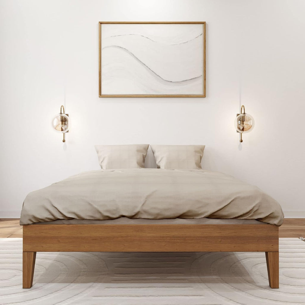 Plank+Beam Solid Wood Platform Bed Frame, Strong Wood Slat Support, No Box Spring Needed, Easy Assembly, Pecan, Full